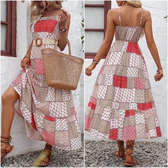 Boho Print Cami Cottagecore Maxi Dress - Picture 8 of 8